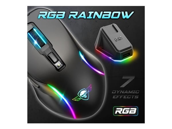 Spirit of Gamer S-EM50BK, Oikeakätinen, Optinen, RF Wireless + Bluetooth + USB Type-C, 8000 DPI, musta
