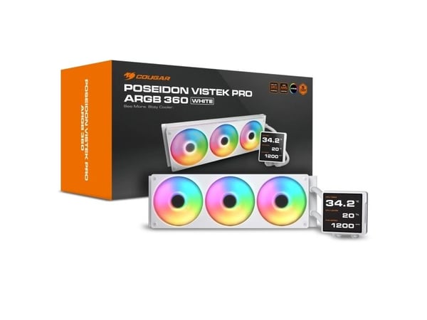 Vaizdo plokštė K COUGAR CPU vesijäähdytys Poseidon Vistek Pro 360,ARGB,Valkoinen