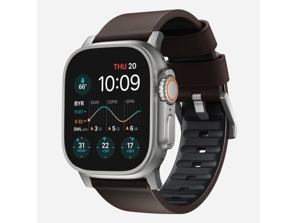 Nomad Active Band Pro, Band, Smartklokke, Brun, Sølv, Apple, Ultra / 46mm, Lær, Rustfritt stål Nomad Active Band Pro, Band, Smartklokke, Brun, Sølv, Apple, Ultra / 46mm, Lær, Rustfritt stål
