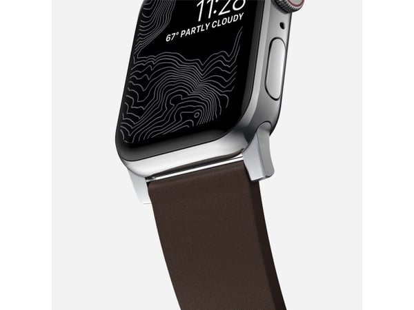 Nomad Active Band Pro, Band, Smartklokke, Brun, Sølv, Apple, Ultra / 46mm, Lær, Rustfritt stål