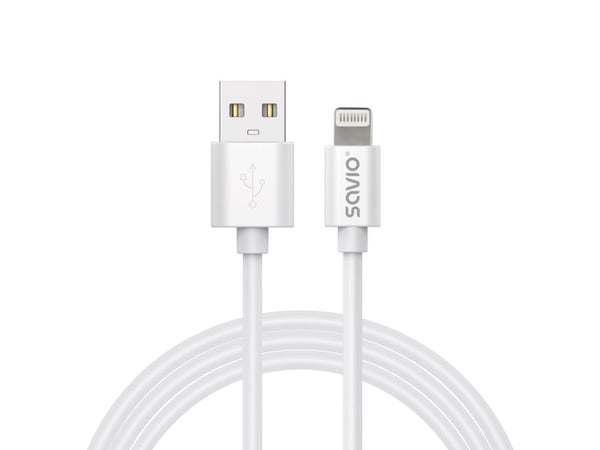 Savio Cl-193, 2 m, USB A, USB C/Lightning, USB 2.0, Hvit