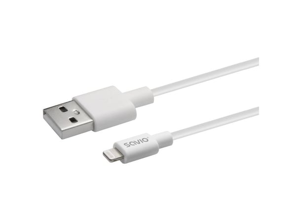 Savio Cl-193, 2 m, USB A, USB C/Lightning, USB 2.0, Hvit