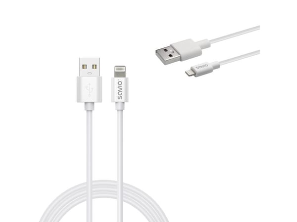 Savio Cl-193, 2 m, USB A, USB C/Lightning, USB 2.0, Hvit