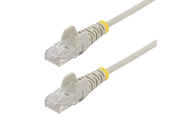 Startech - Koblingskabel - RJ-45 (hann) til RJ-45 (hann) - 25 cm - 3.6 mm - UTP - CAT 5/5e/6 - IEEE 802.3bt - halogenfri, uten hindringer, rett - grå
