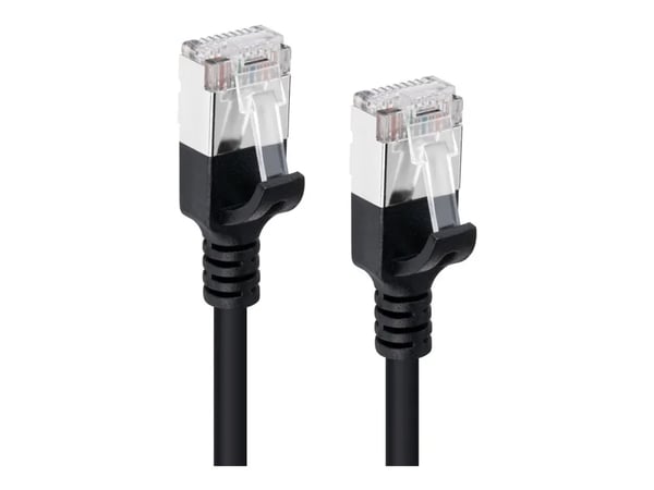 MicroConnect - Verkkokaapeli - RJ-45 (uros) - RJ-45 (uros) - 15 cm - U/FTP - CAT 6a - halogeeniton, solmuvapaa, ohut - musta