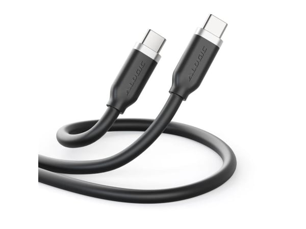 ELEMENTS SILICONE 5A/240W TIE | USB-C TO C MALE BLACK 1M