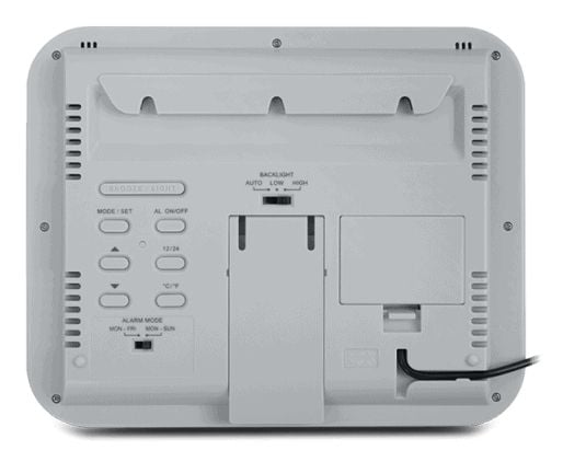 Muse M-090 WMC, Vegg/bord, Digital klokke, Rektangel, Hvit, LCD, Batteri, DC