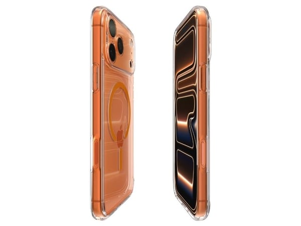 Spigen ULTRA HYBRID MAG MAGSAFE-skal för iPhone 17 Pro Max CLEAR/ORANGE