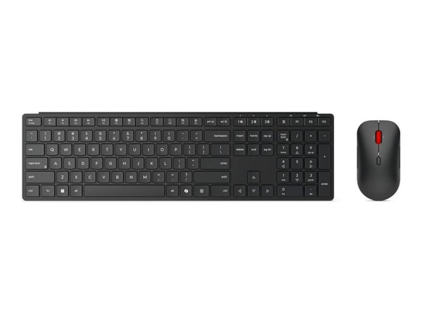 Lenovo Pro Combo 6000 - Sats med tangentbord och mus - trådlös - 2.4 GHz, Bluetooth 5.3 - USA med eurosymbol - eclipse black - brun låda