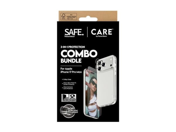 CARE by PanzerGlass - 3-in-1 Protection Combo Bundle - baksidedeksel for mobiltelefon - polykarbonat, termoplast-polyuretan (TPU) - blank - for App...