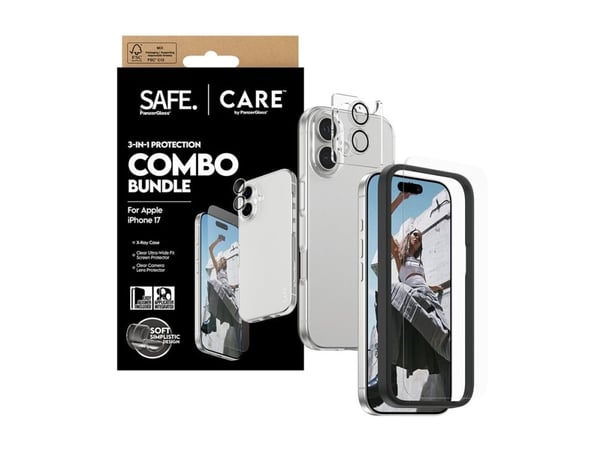 CARE by PanzerGlass - 3-in-1 Protection Combo Bundle - baksidedeksel for mobiltelefon - polykarbonat, termoplast-polyuretan (TPU) - blank - for App...