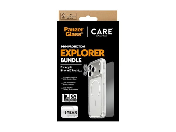 CARE by PanzerGlass - 3-in-1 Protection Explorer Bundle - baksidedeksel for mobiltelefon - MagSafe-samsvar - polykarbonat, termoplast-polyuretan (T...