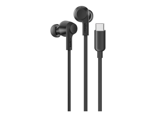 Belkin SoundForm ANC - Ørepropper med mikrofon - i øret - kablet - aktiv støydemping - USB-C - lydisolerende - svart