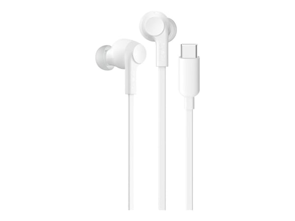 Belkin SoundForm ANC - Ørepropper med mikrofon - i øret - kablet - aktiv støydemping - USB-C - lydisolerende - hvit