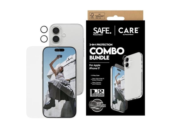 CARE by PanzerGlass - 3-in-1 Protection Combo Bundle - baksidedeksel for mobiltelefon - polykarbonat, termoplast-polyuretan (TPU) - blank - for App...