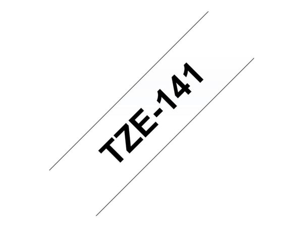 Brother TZe-141 - Standardklebemiddel - svart på blank - Rull (1,8 cm x 8 m) 1 kassett(er) laminert teip - for Brother PT-D600; P-Touch PT-18, 3600...