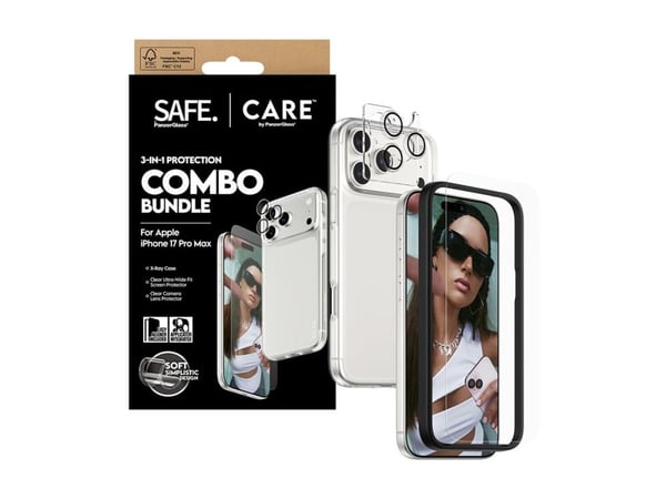 CARE by PanzerGlass - 3-in-1 Protection Combo Bundle - baksidedeksel for mobiltelefon - polykarbonat, termoplast-polyuretan (TPU) - blank - for App...