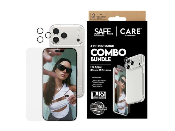 CARE by PanzerGlass - 3-in-1 Protection Combo Bundle - baksidedeksel for mobiltelefon - polykarbonat, termoplast-polyuretan (TPU) - blank - for App...
