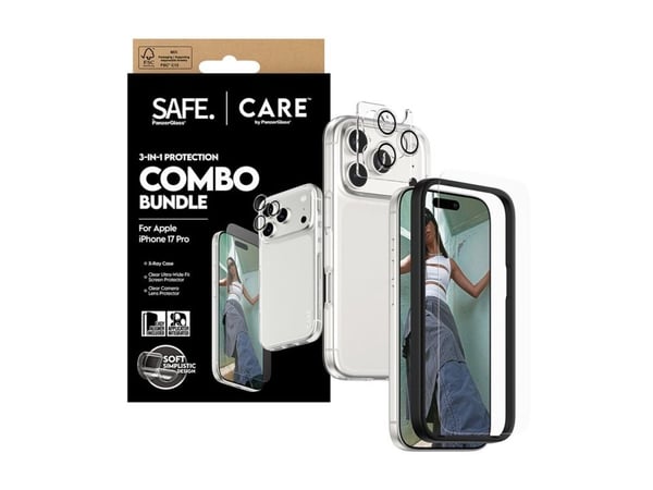 CARE by PanzerGlass - 3-in-1 Protection Combo Bundle - baksidedeksel for mobiltelefon - polykarbonat, termoplast-polyuretan (TPU) - blank - for App...