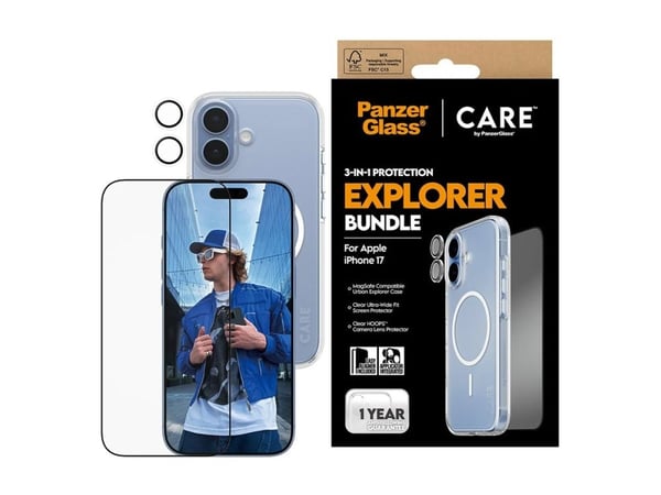 CARE by PanzerGlass - 3-in-1 Protection Explorer Bundle - baksidedeksel for mobiltelefon - MagSafe-samsvar - polykarbonat, termoplast-polyuretan (T...