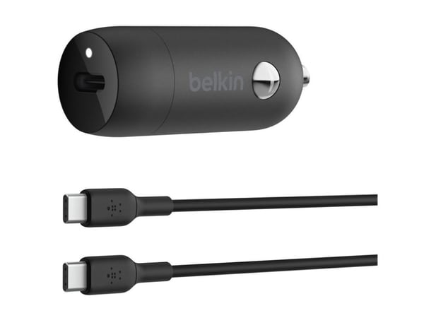 Belkin BoostCharge - Bilstrømadapter - 30 watt - 3 A - Fast Charge, Power Delivery 3.1 (USB-C) - svart