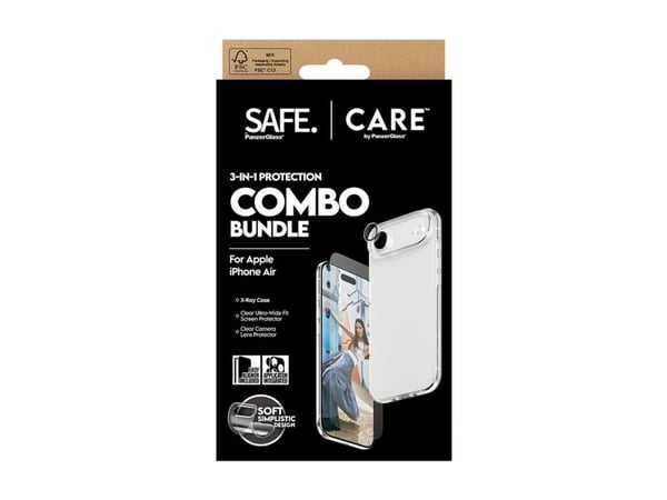CARE by PanzerGlass - 3-in-1 Protection Combo Bundle - baksidedeksel for mobiltelefon - polykarbonat, termoplast-polyuretan (TPU) - blank - for App...