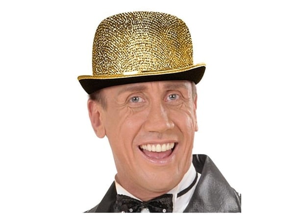 Gull bowlerhatt med glitter