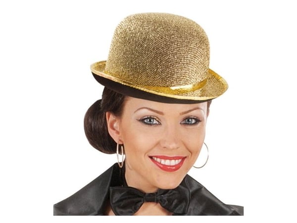 Gull bowlerhatt med glitter