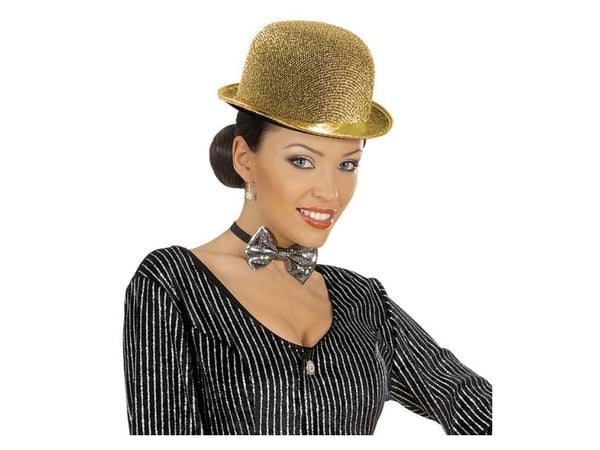 Gull bowlerhatt med glitter