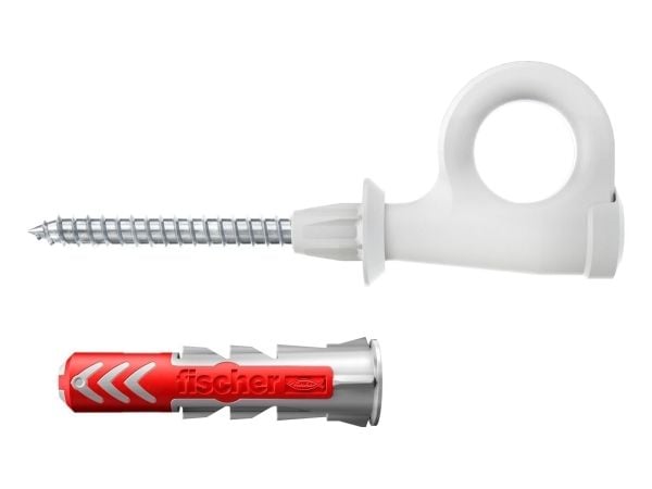 Fischer 564173, Skruekrok og veggpluggsett, Lettbetong, Murstein, Betong, Gipsfiberplate, Gipsplater, Plast, Grå, Rød, Torx, TX20