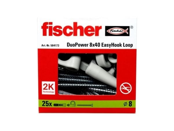 Fischer 564173, Skruekrok og veggpluggsett, Lettbetong, Murstein, Betong, Gipsfiberplate, Gipsplater, Plast, Grå, Rød, Torx, TX20