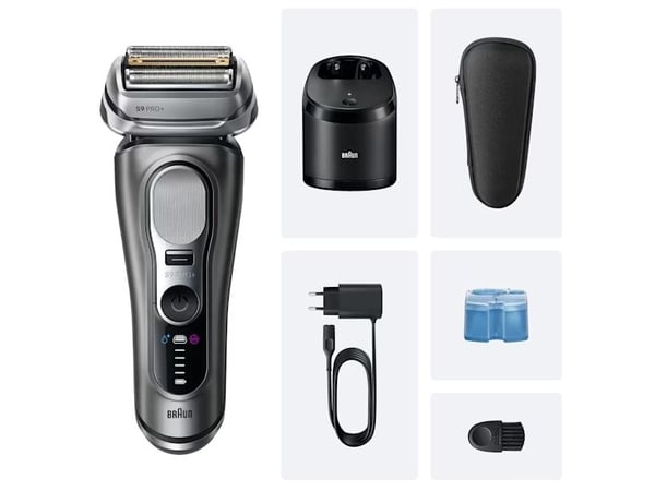 Braun Series 9 Pro+ 9655cc, Folierakapparat, Grå, Knappar, Batteri, Litium-Ion (Li-Ion), Inbyggt batteri