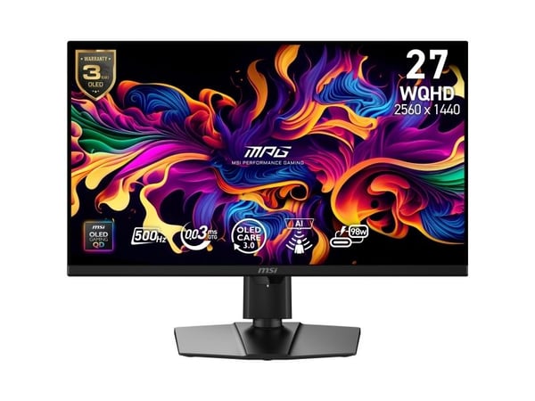 MSI MPG 271QRDE X50 - OLED-skjerm - gaming - 27" (26.5" synlig) - 2560 x 1440 WQHD @ 500 Hz - 1000 cd/m² - 1500000:1 - DisplayHDR 500 True Black - ...