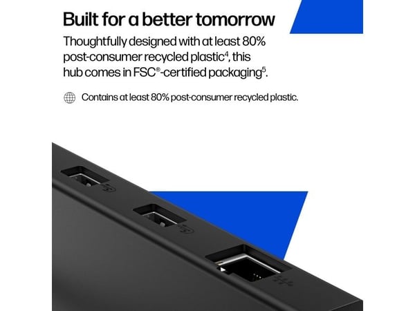 HP bærbar USB-C-hub, Vietnam, Forretning, Windows 10, Windows 11, MacOS, ChromeOS, Android, iPadOS, Forest Stewardship Council (FSC)