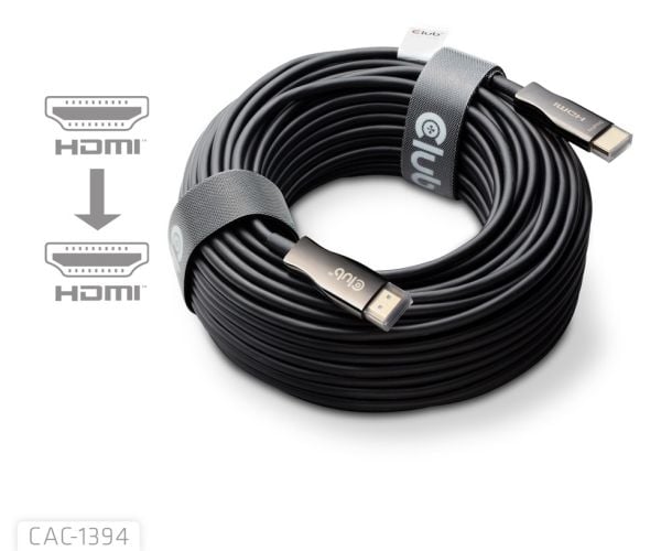 Club 3D - Ultra High Speed - HDMI-kabel - HDMI hann til HDMI hann - 100 m - skjermet/fiberoptisk - svart - aktiv optisk hybridkabel, 8 K 60 Hz (768...