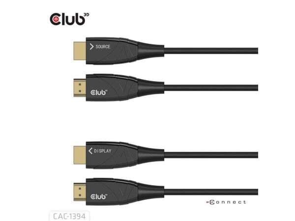Club 3D - Ultra High Speed - HDMI-kabel - HDMI hann til HDMI hann - 100 m - skjermet/fiberoptisk - svart - aktiv optisk hybridkabel, 8 K 60 Hz (768...