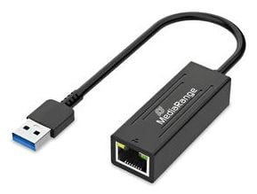 MediaRange MRCS238, Koblet med ledninger (ikke trådløs), USB, Ethernet, 1000 Mbit/s, Svart