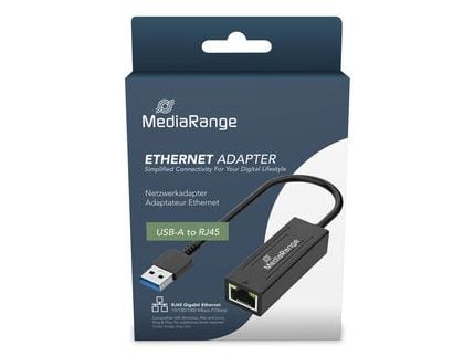MediaRange MRCS238, Koblet med ledninger (ikke trådløs), USB, Ethernet, 1000 Mbit/s, Svart