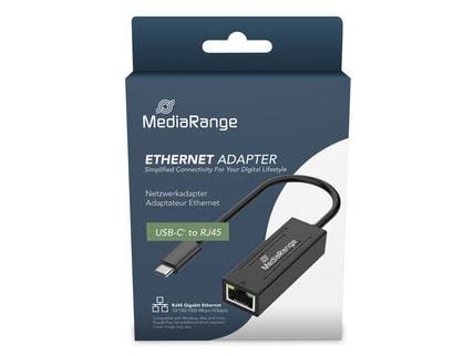 MediaRange MRCS237, Koblet med ledninger (ikke trådløs), USB Type-C, Ethernet, 1000 Mbit/s, Svart