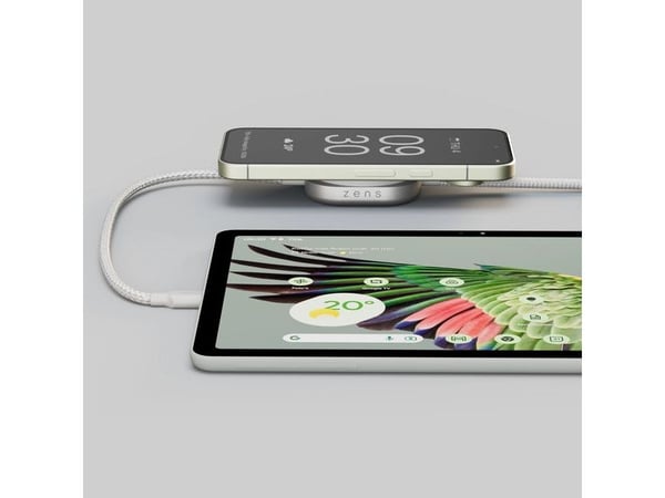 ZENS Pro 2 - USB-kabel - USB-C (hann) til trådløs lading (Qi2) magnetisk - 1.5 m - wireless power (15W), 2-i-1 - hvit