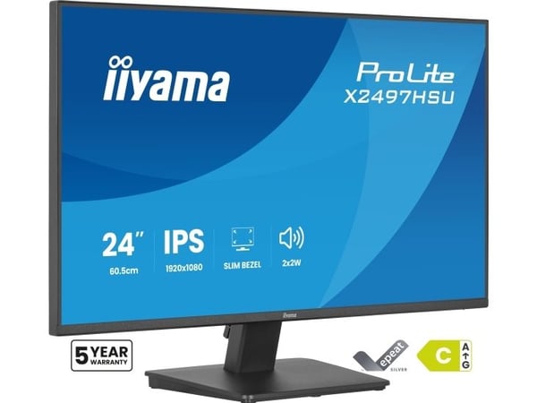 iiyama ProLite X2497HSU-B1 - LED-skjerm - 23.8" - 1920 x 1080 Full HD (1080p) @ 120 Hz - IPS - 350 cd/m² - 1500:1 - 4 ms - HDMI, DisplayPort - høyt...