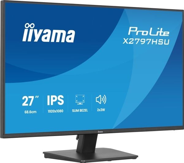 iiyama ProLite X2797HSU-B1 - LED-skjerm - 27" - 1920 x 1080 Full HD (1080p) @ 120 Hz - IPS - 350 cd/m² - 1500:1 - 4 ms - HDMI, DisplayPort - høytta...