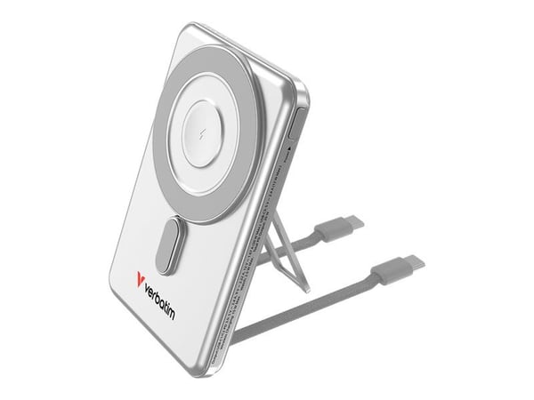 Verbatim Charge 'n' Go - Trådløs nødlader - magnetisk, to kabler - 5000 mAh - 20 watt - 2.4 A - PD 3.0, Fast Charge - 2 utgangskontakter (USB-C) - ...