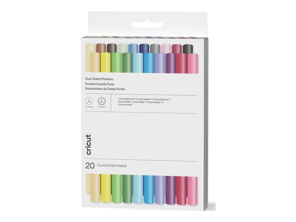 Cricut Ultimate - Märkpenna med dubbel spets - blandfärger - vattenbaserat bläck - 0.4 mm / 1 mm - fin (paket om 20)