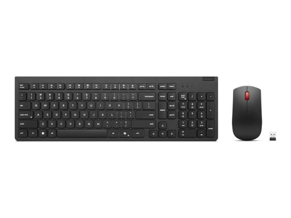 Lenovo Essential Wireless Combo Gen 2 - Sats med tangentbord och mus - trådlös - 2.4 GHz - QWERTY - norsk - svart - brun låda
