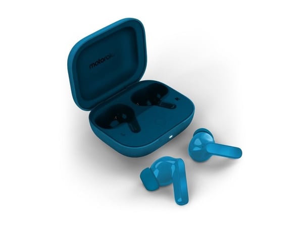 Motorola moto buds bass - True wireless-hodetelefoner med mikrofon - i øret - Bluetooth - aktiv støydemping - pantone blå juvel