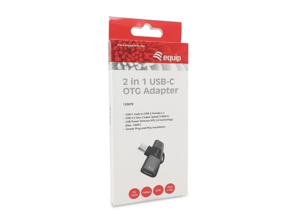 Equip 133479, USB-C, 2 x USB-C, Grå