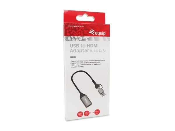 Equip 133498, USB Type-A, USB Type-C, HDMI-utgang, 1920 x 1080 piksler