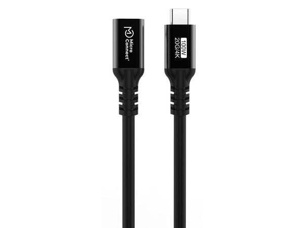 MicroConnect Premium - USB-kabel - USB-C (hann) rett til USB-C (hann) vinklet - USB 3.2 Gen 2x2 - 20 V - 5 A - 2 m - up to 20 Gbps data transfer ra...