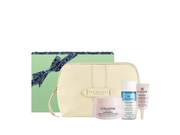 COLLISTAR SET (SMOOTHING ANTI WRINKLE CREAM+TWO PHASE MAKE UP REMOVING 35ML+EYE CONTOUR 5ML+cosmetic bag )